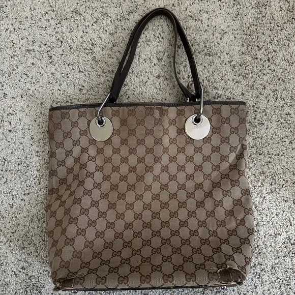 Vintage Gucci Beige and Brown GG Canvas Tote As Is - Picture 11 of 13